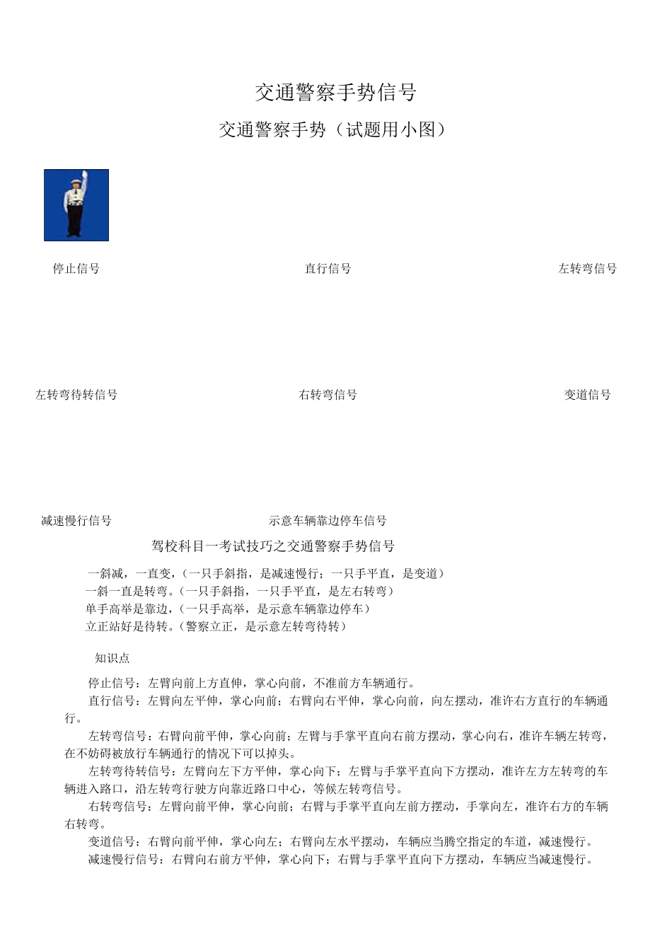 交通警察手势信号(小图大图及详解)_第1页