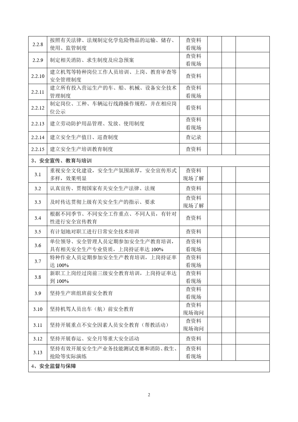 交通运输企业安全管理及现场检查表_第2页