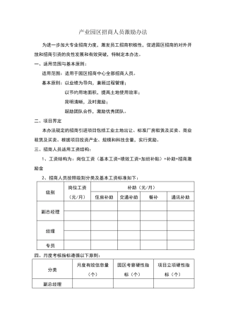 产业园区招商人员激励办法