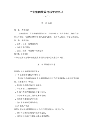 产业集团绩效管理办法