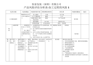 产品及制程风险评估表