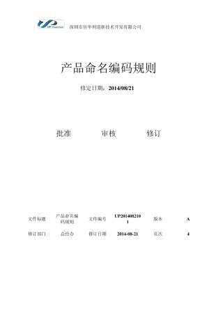 产品命名编码规则