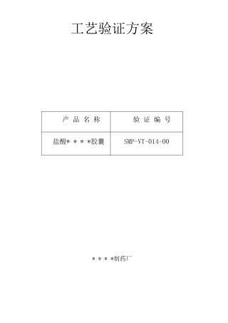 产品工艺验证方案