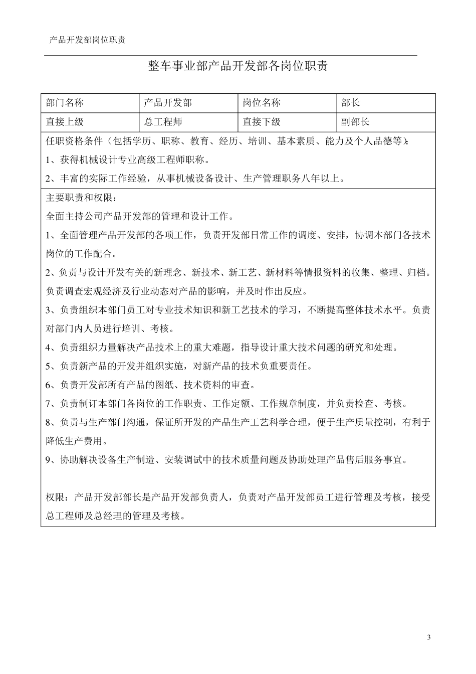 产品开发部(设计部或者研发中心)所有岗位职责_第3页