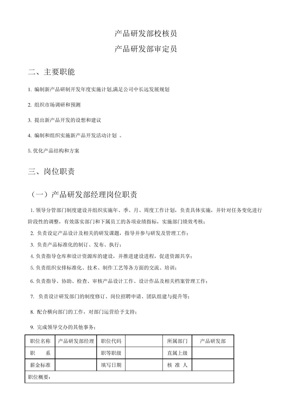 产品研发部岗位职责说明书_第2页