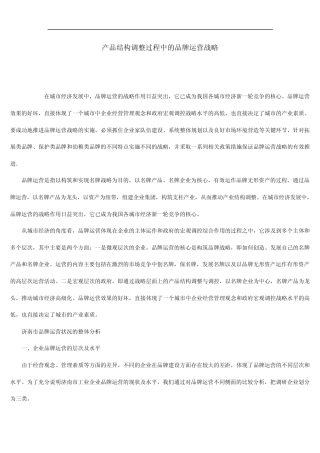 产品结构调整过程中的品牌运营战略