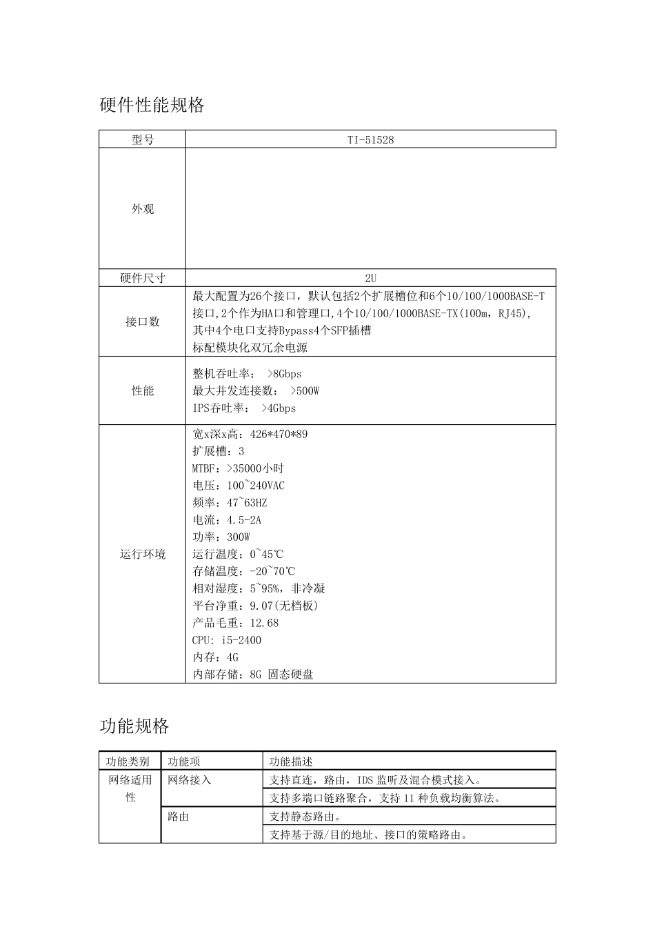 产品规格天融信入侵防御系统_第1页
