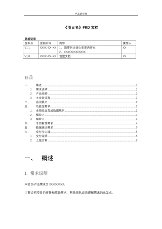 产品需求文档(PRD)模板