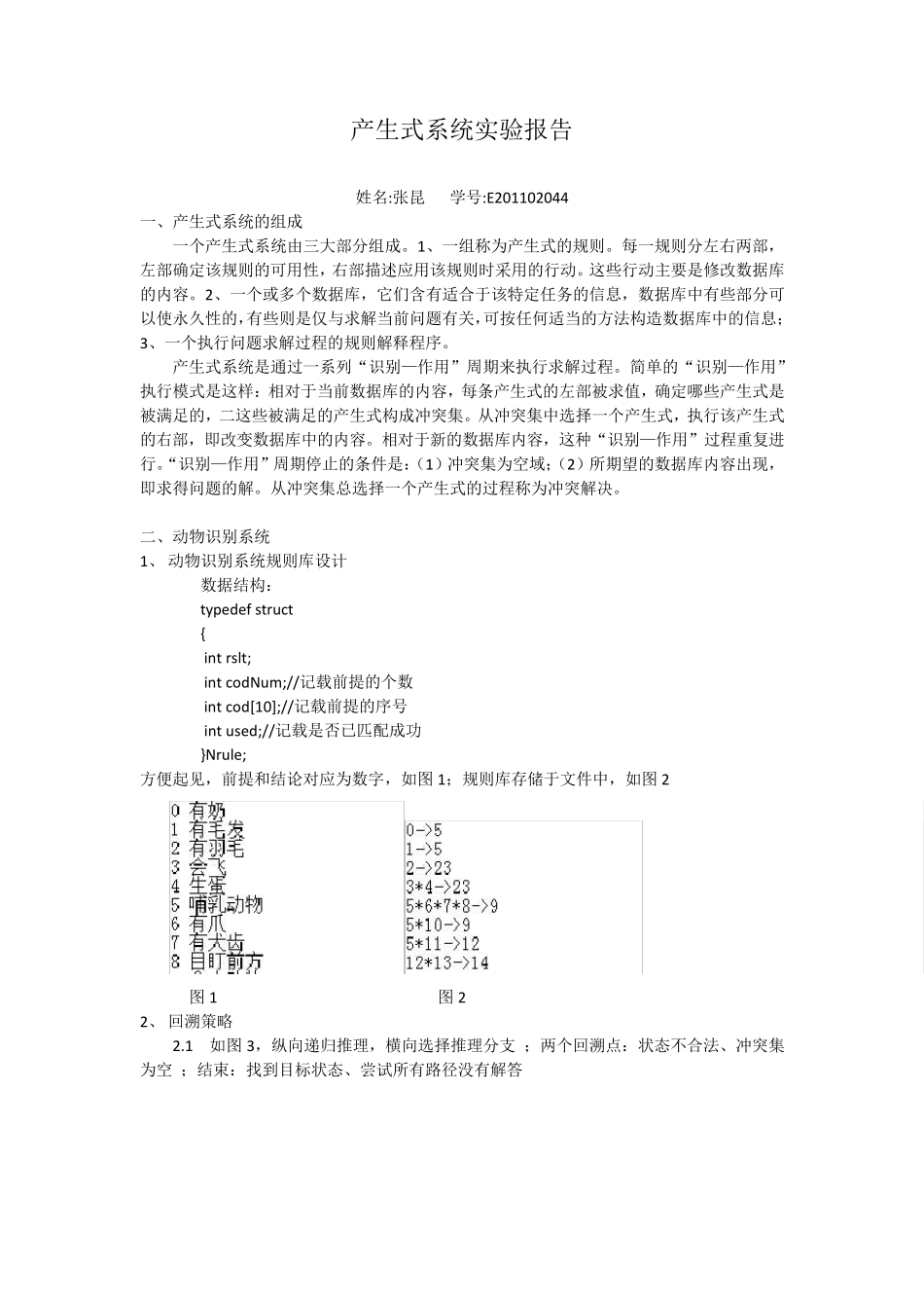 产生式系统实验报告——张昆+E201102044_第1页