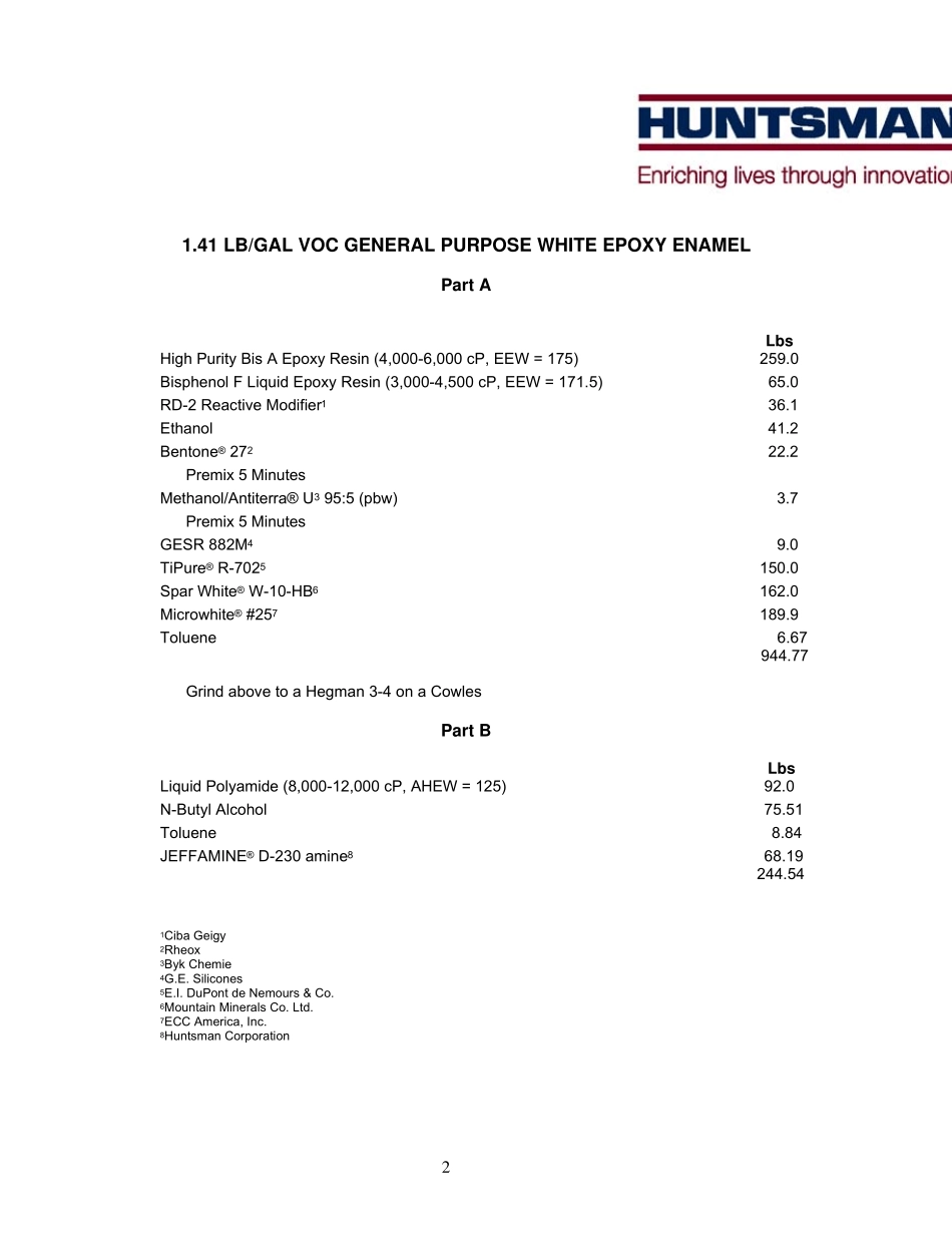 亨斯曼环氧固化剂以及配方大全2_第2页