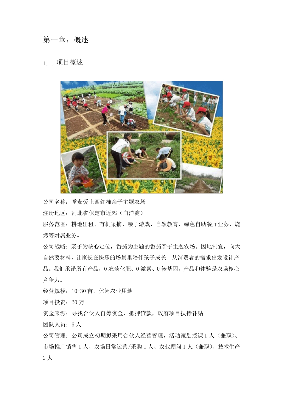 亲子主题农场商业计划书_第2页