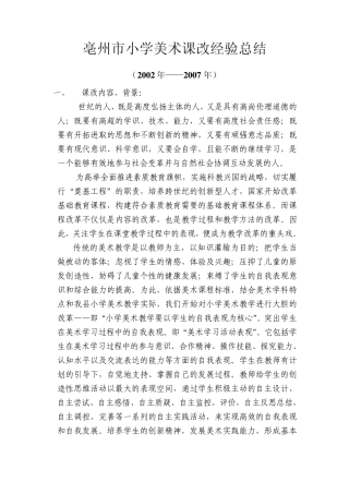 亳州市小学美术课改经验总结