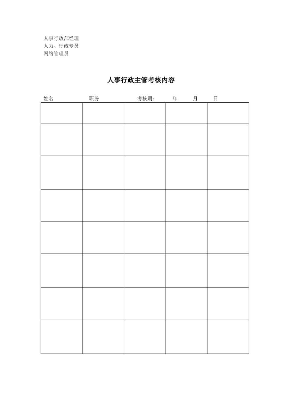 人事行政主管岗位职责说明书_第2页