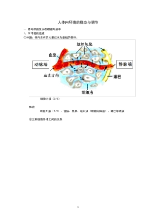 人体内环境的稳态与调节(知识点笔记)