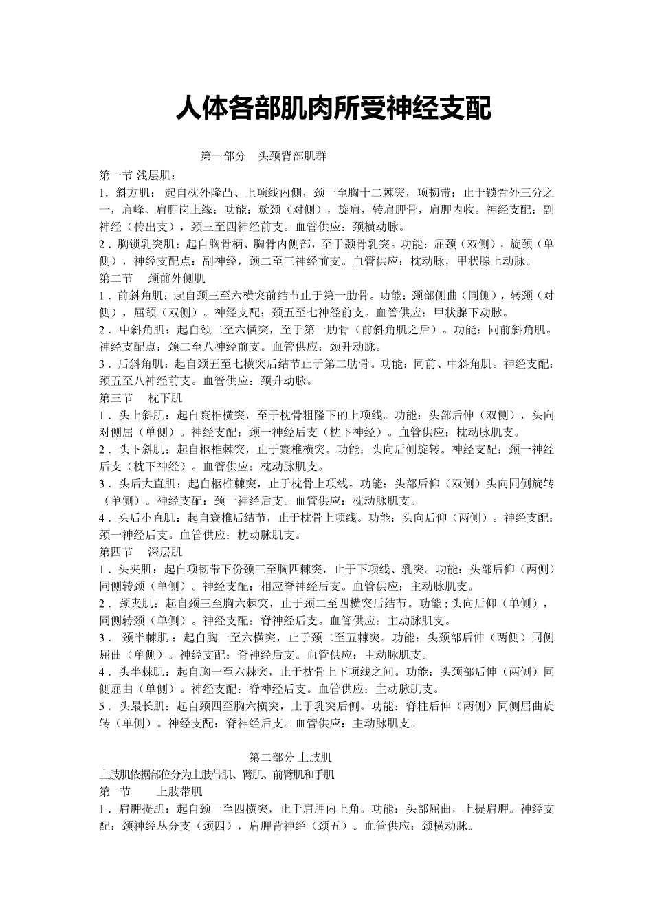 人体各部肌肉所受神经支配_第1页