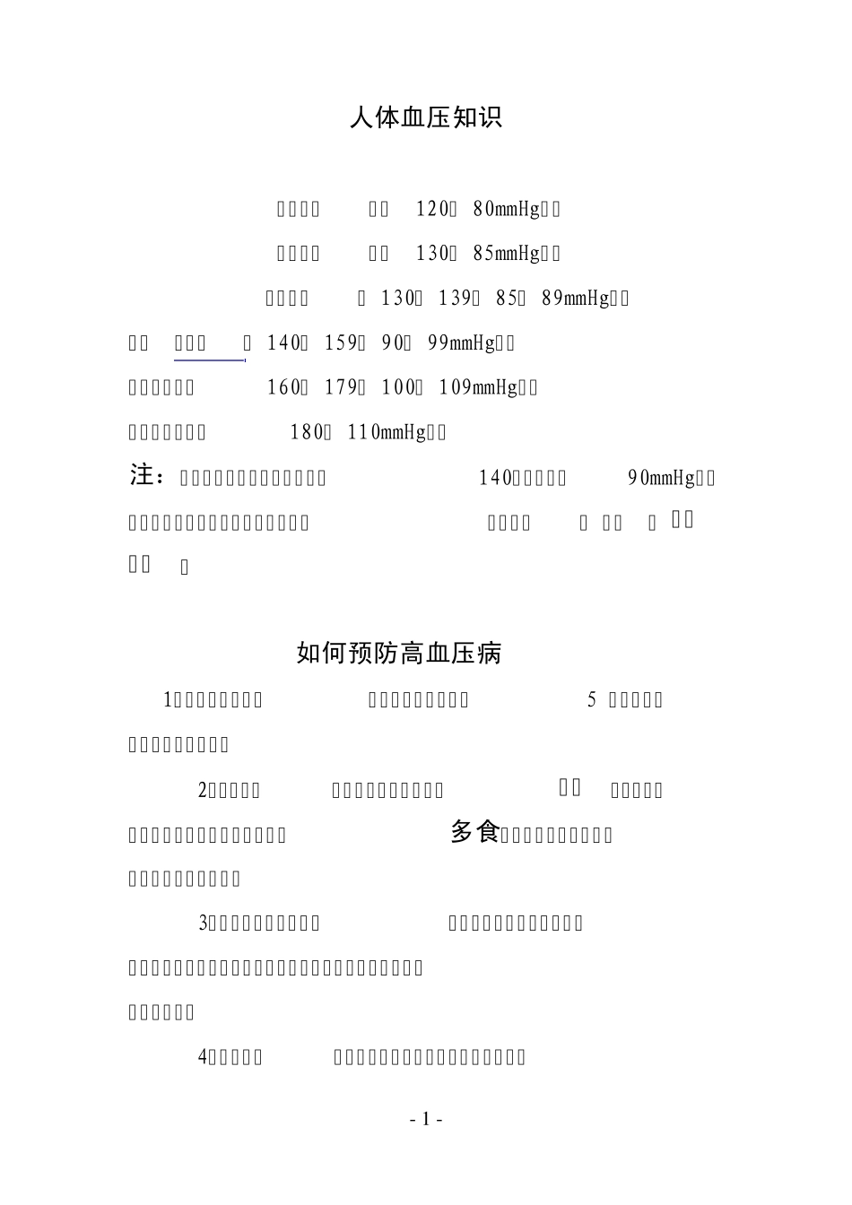 人体标准血压(50岁)MicrosoftWord文档_第1页