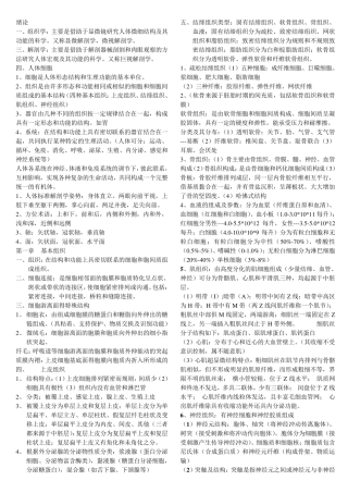 人体组织学与解剖学考试重点
