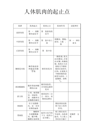 人体肌肉的起止点
