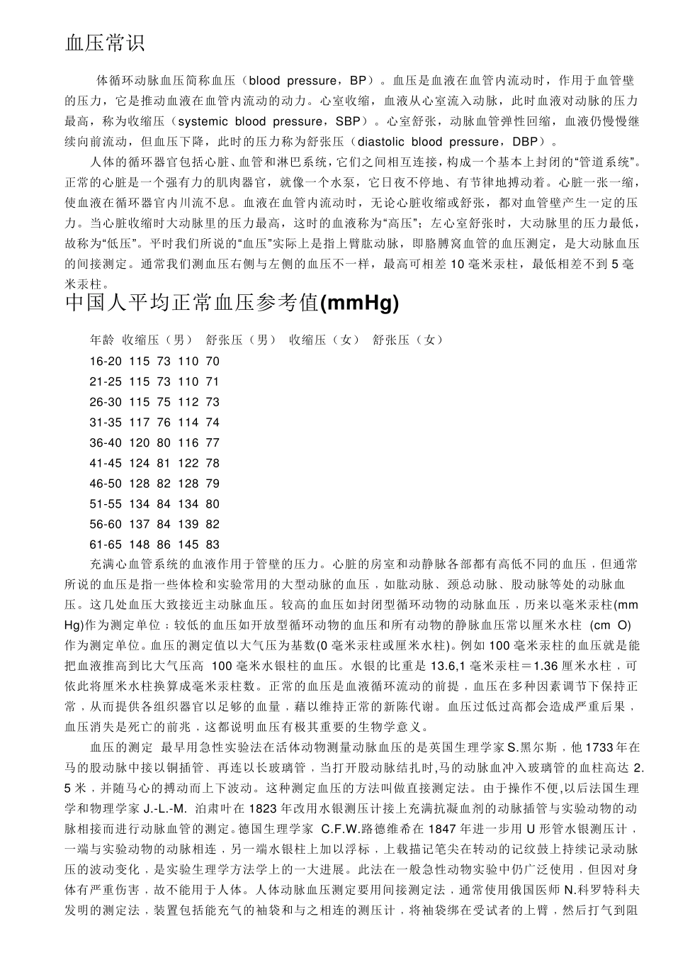 人体血压的基本知识_第1页