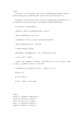 人力资源专业简介