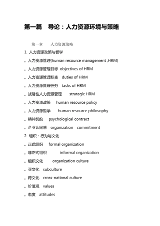 人力资源专业词汇汇总(中英文)超全整理的很辛苦的