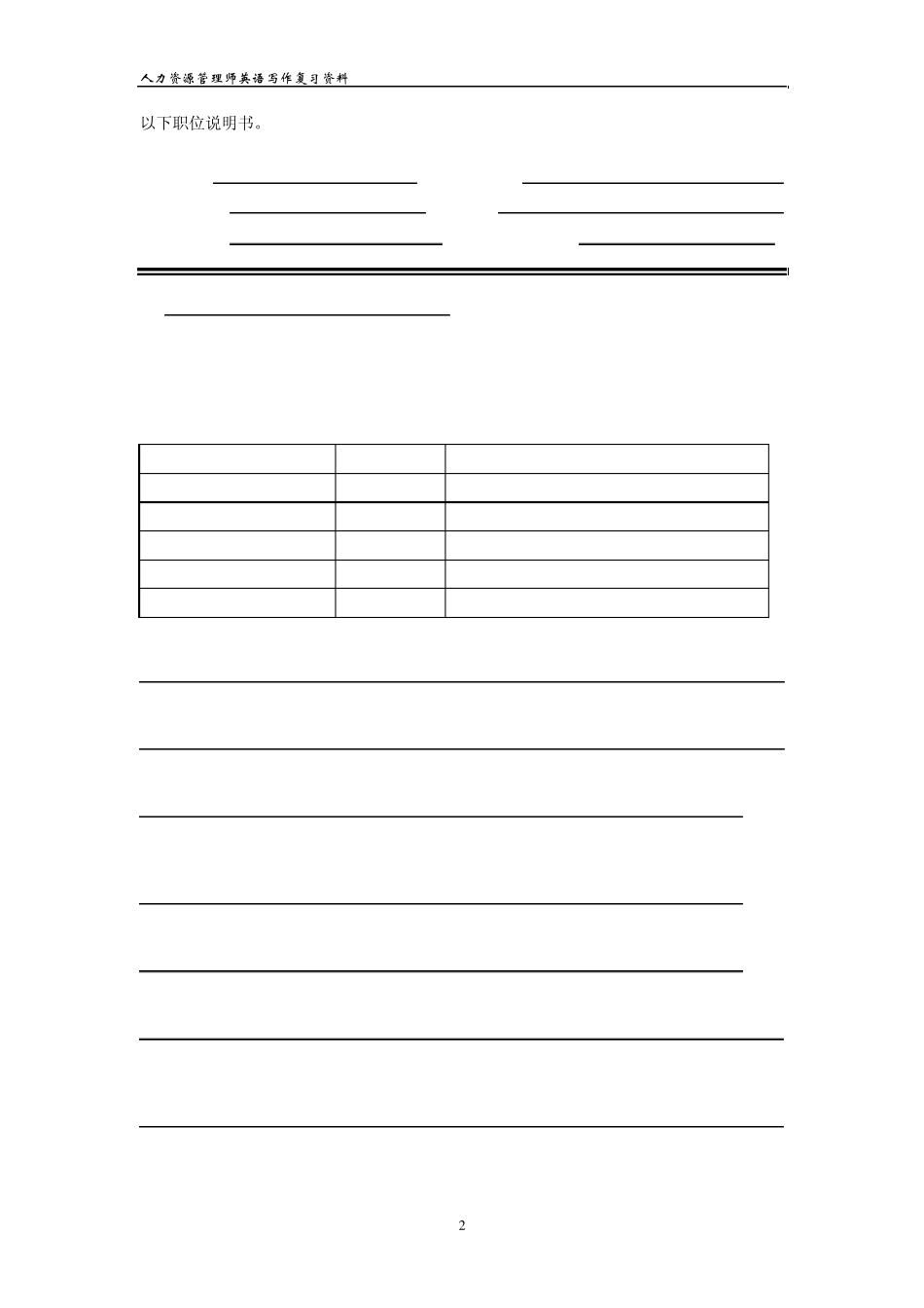 人力资源二级英语写作题库(有参考答案)_第2页