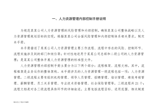 人力资源内控手册(完整资料)