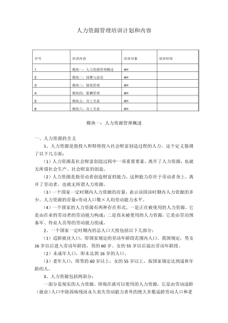 人力资源培训计划