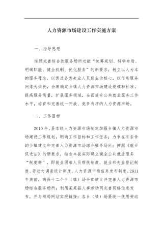 人力资源市场建设工作实施方案