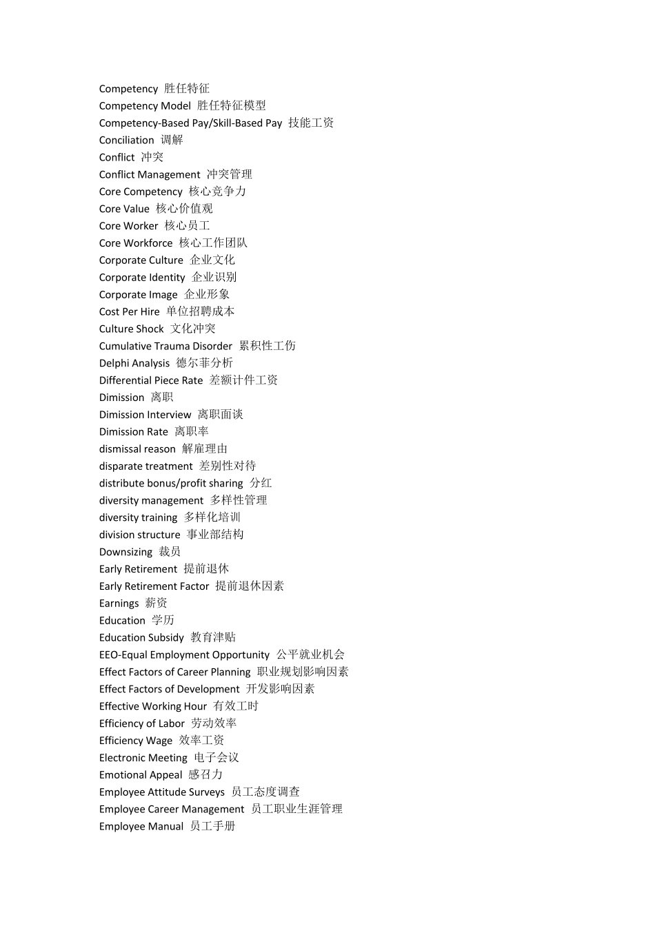 人力资源常用英语单词表_第3页