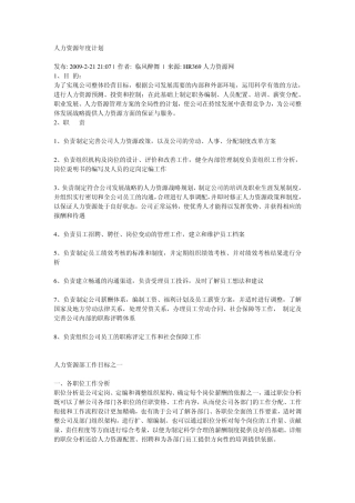 人力资源年度计划