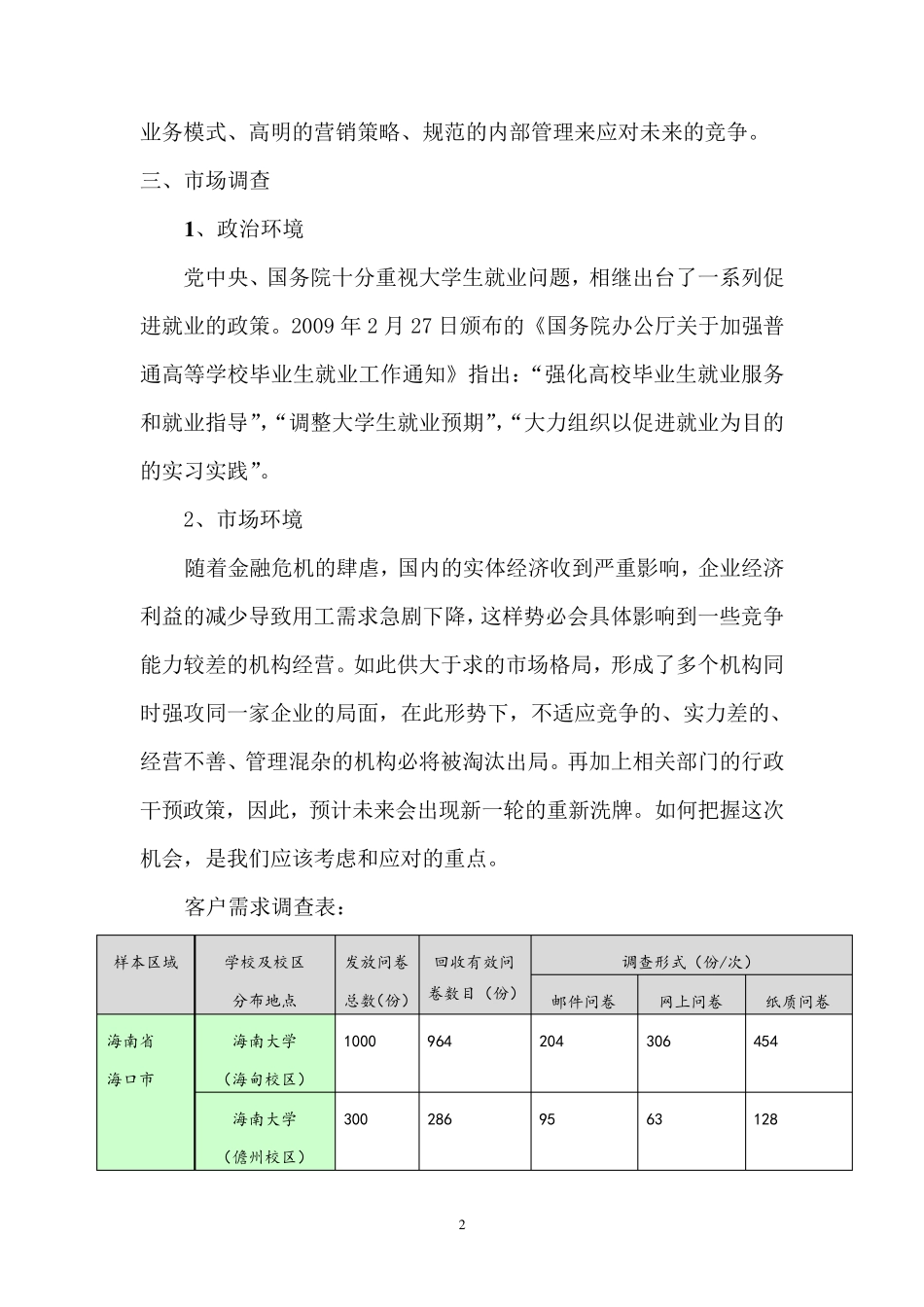 人力资源管理公司创业计划书_第2页