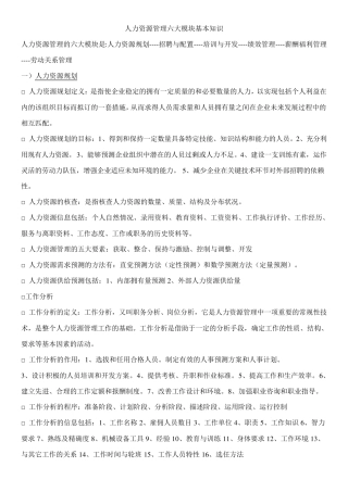 人力资源管理六大模块基本知识