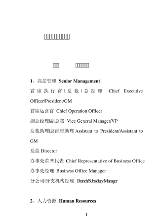 人力资源管理常用英语词汇大全