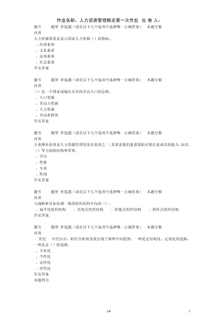 人力资源管理概论第一次作业答案12