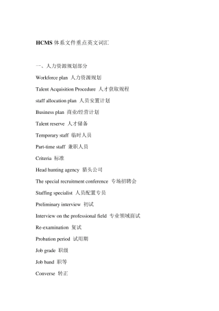 人力资源管理英文词汇