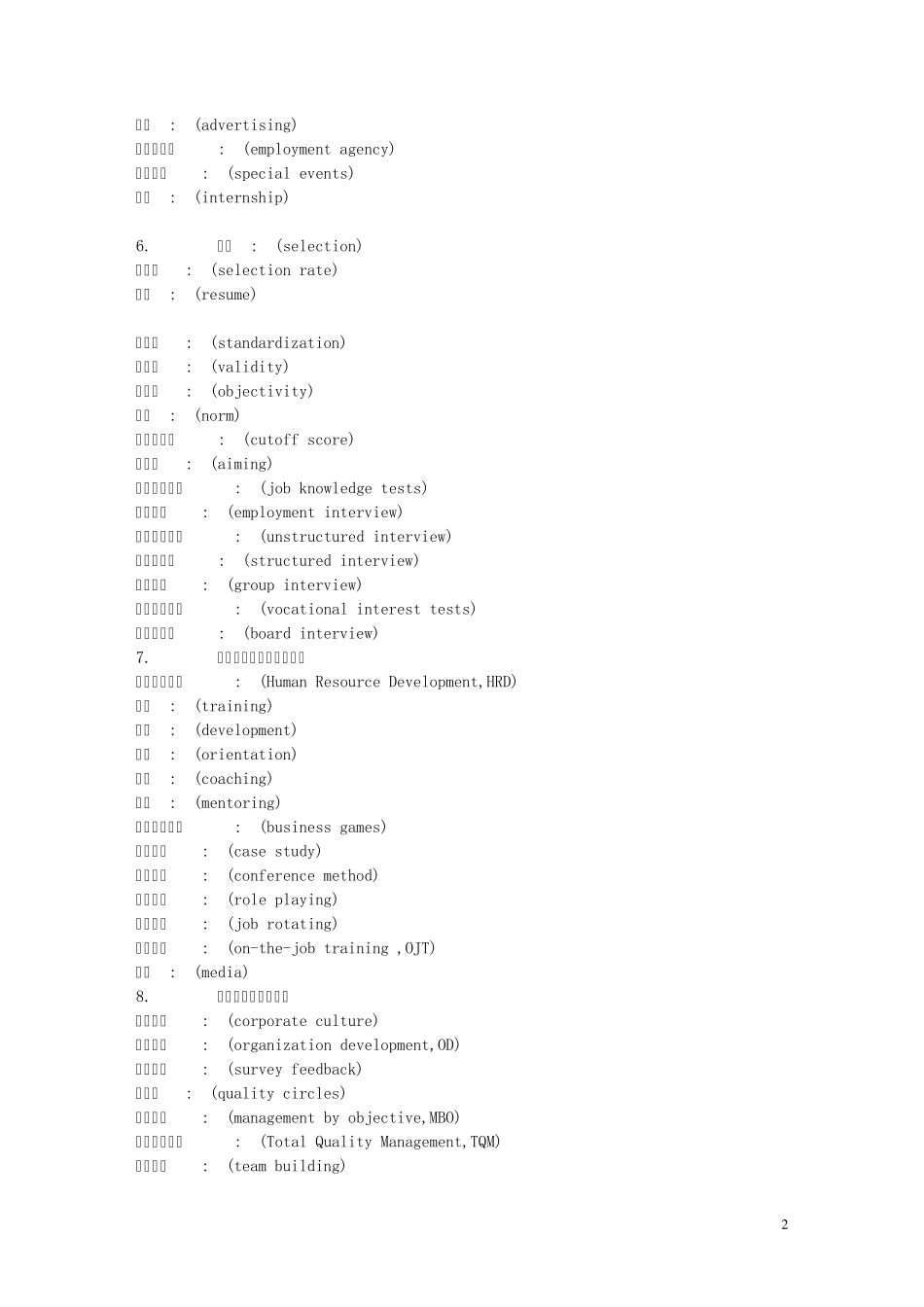 人力资源经理必须掌握的英文单词_第2页
