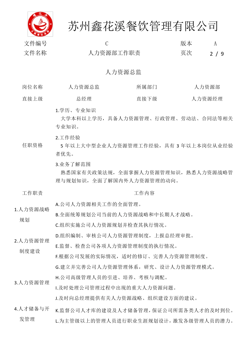 人力资源部各岗位工作职责_第2页