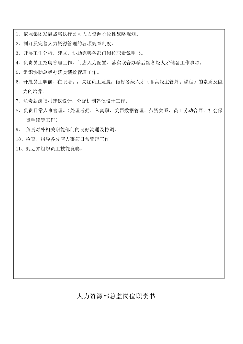 人力资源部岗位职责说明书_第3页