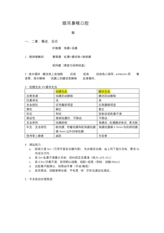 人卫版眼耳鼻喉口腔科护理学第四版课程总结