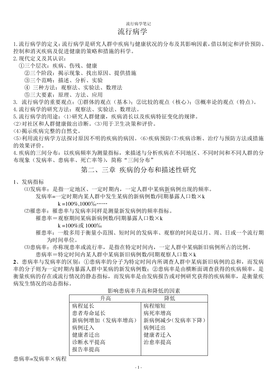 人卫第七版流行病学期末复习重点_第1页