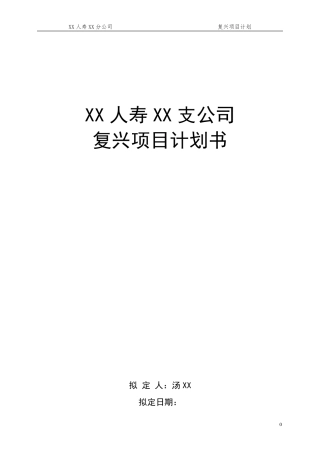 人寿保险弱体机构改造计划书