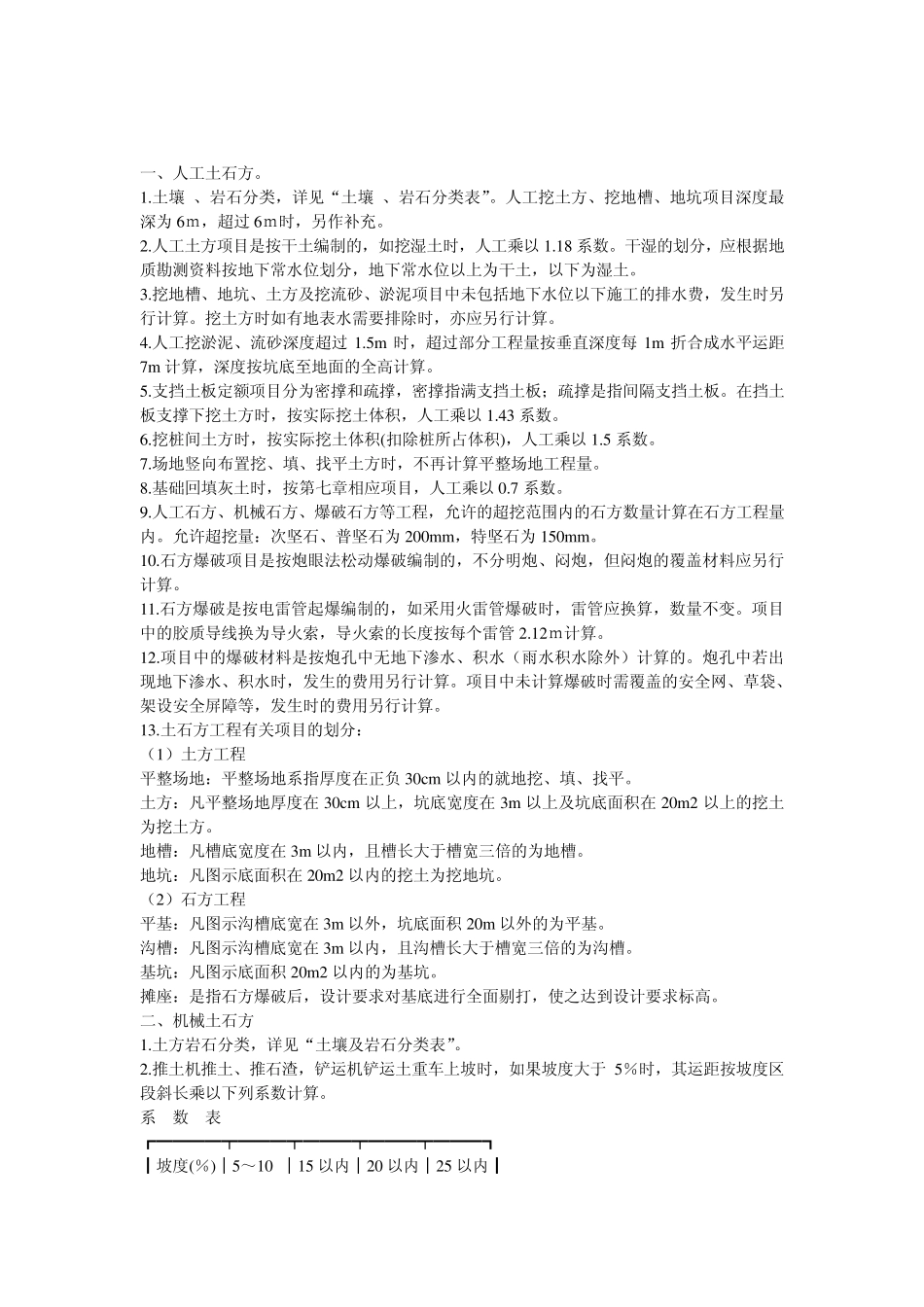 人工土石方定额说明_第1页