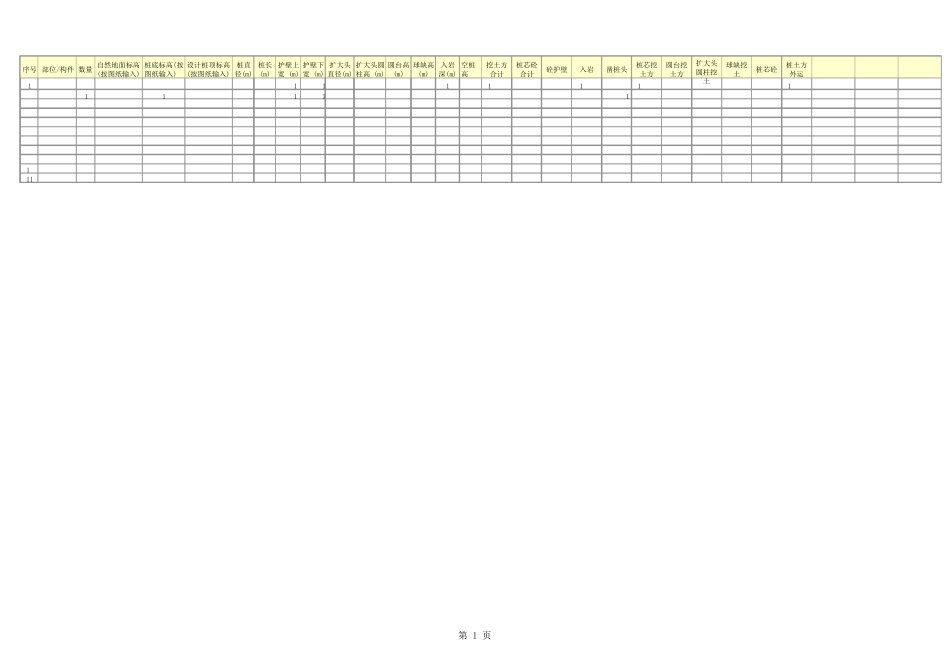 人工挖孔桩(椭圆)工程量自动计算表_第1页