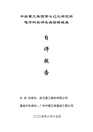 人工挖孔桩桩基自评报告