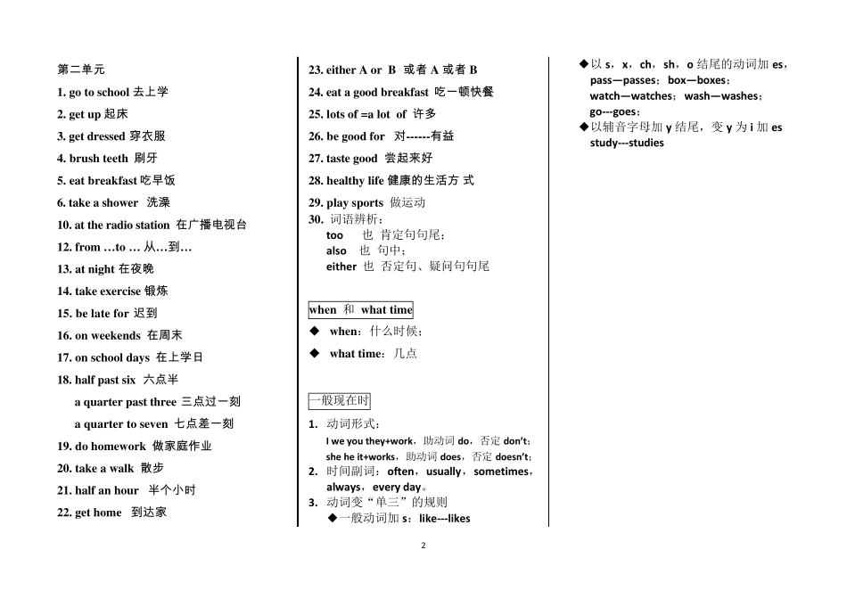 人教2012版七年级英语下册课堂笔记_第2页