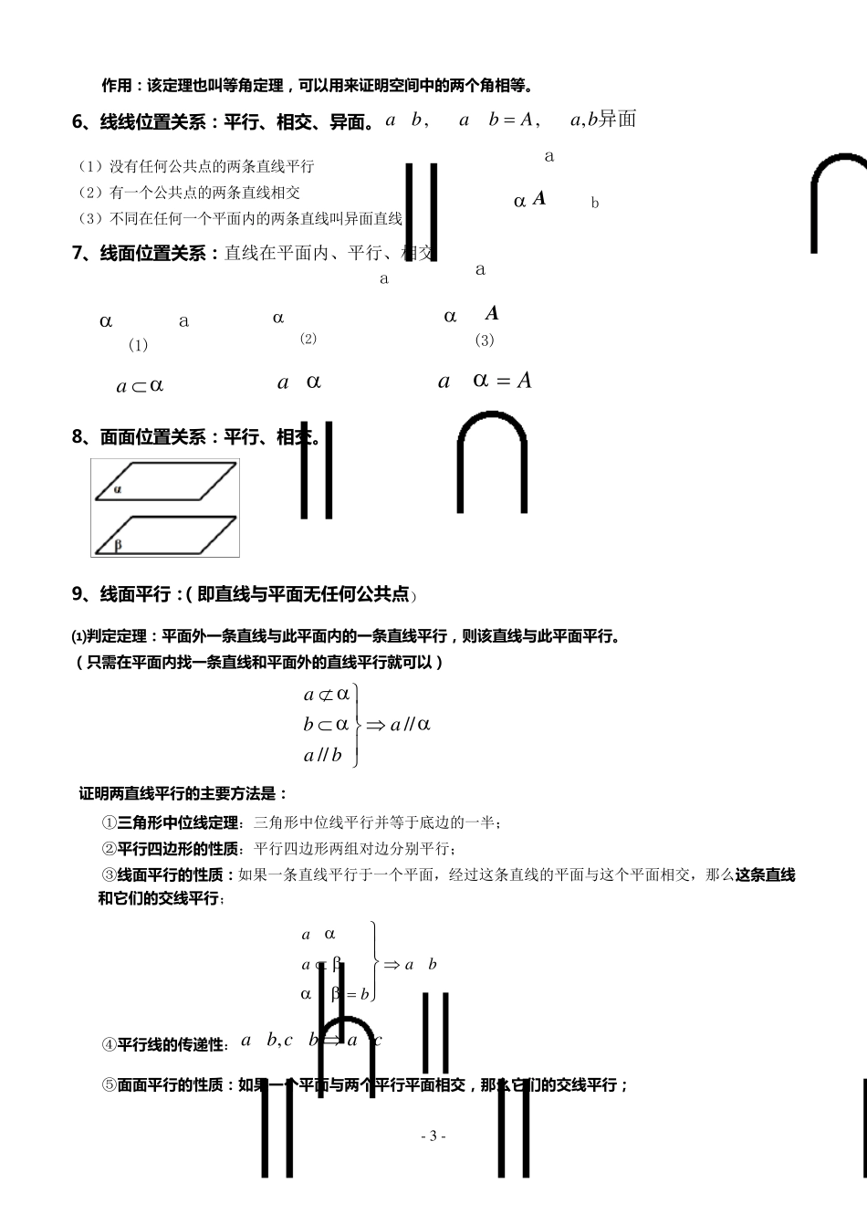 人教A版高中数学必修2空间立体几何知识点归纳_第3页