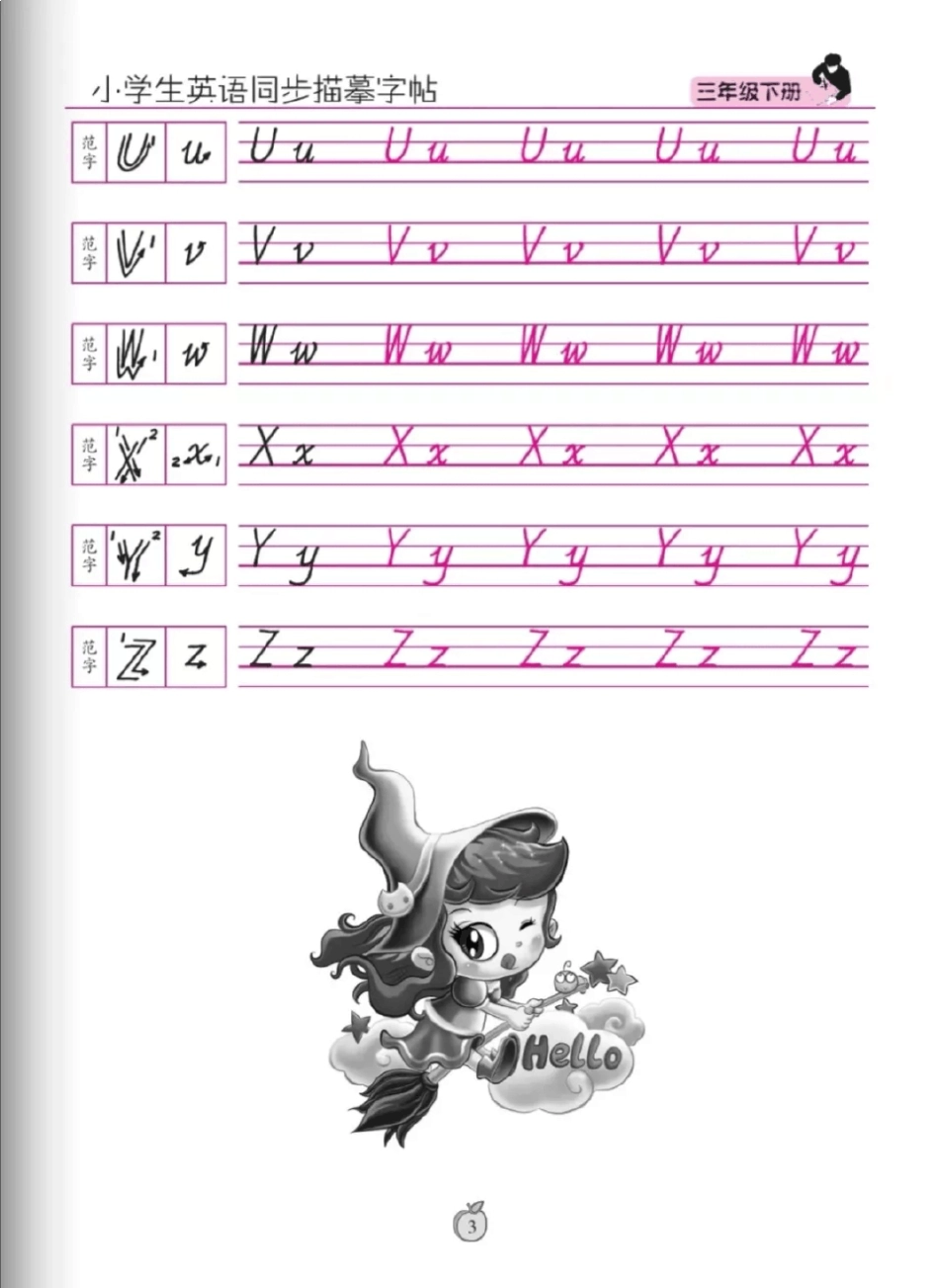 人教PEP版三年级下册英语同步字帖_第3页