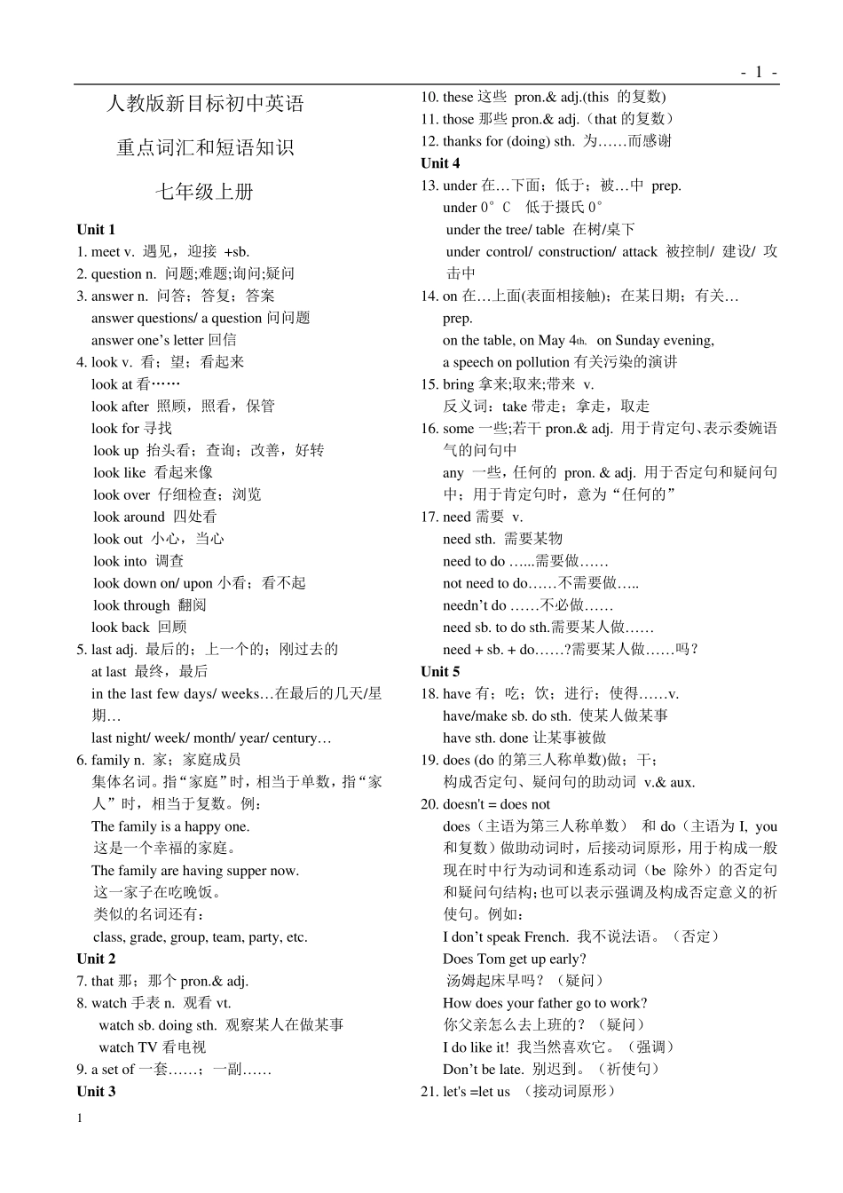 人教初中英语重点单词和词组(七九年级)_第1页