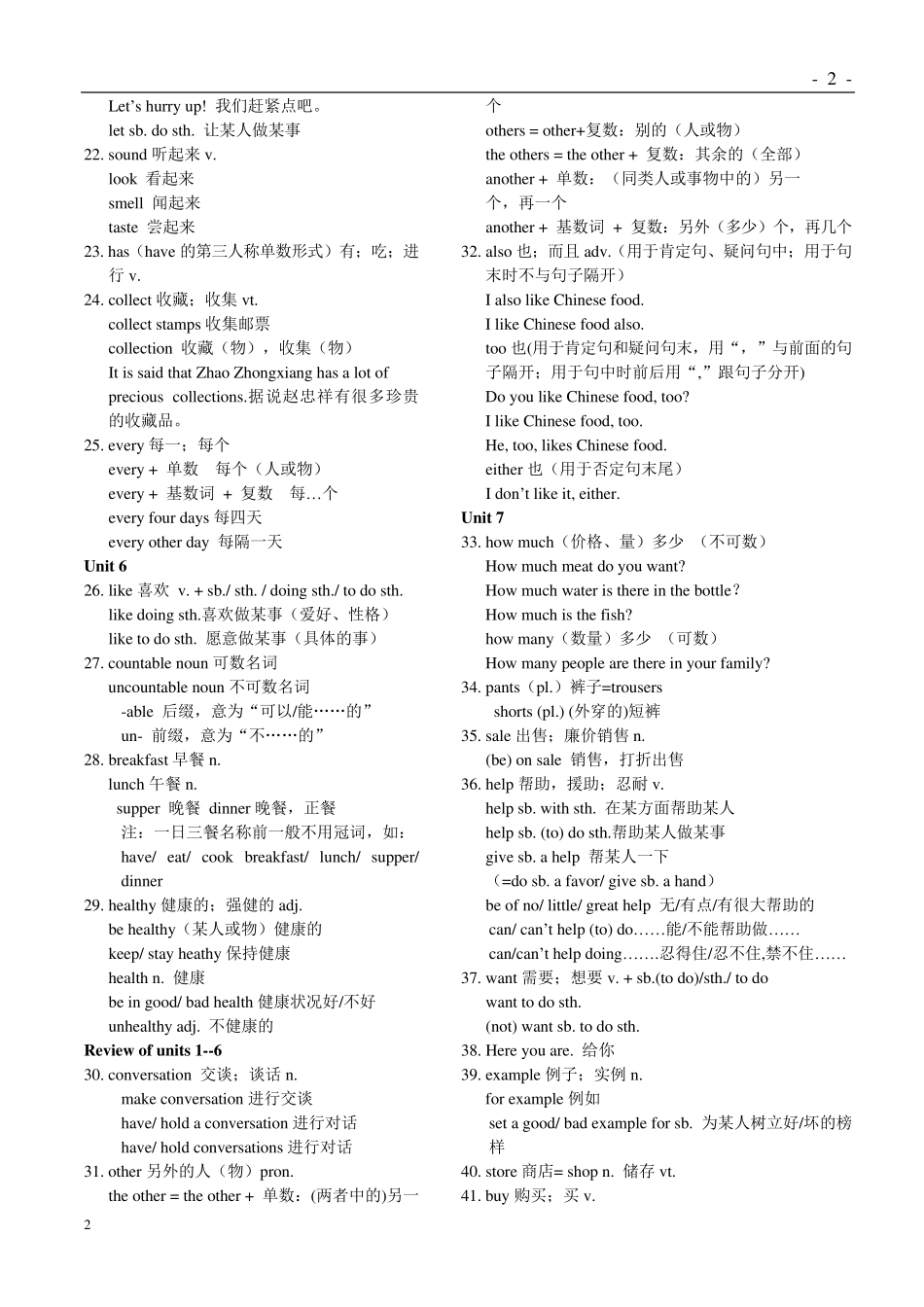 人教初中英语重点单词和词组(七九年级)_第2页